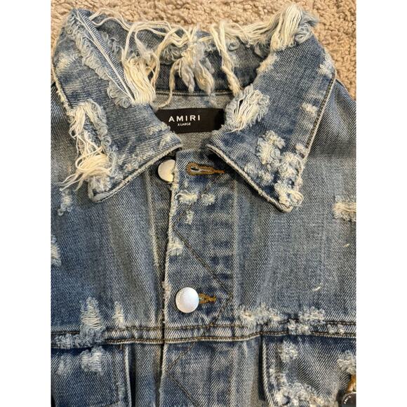 EUC Amiri Swarovski Palm Tree Trucker Denim Jacket - Picture 8 of 15